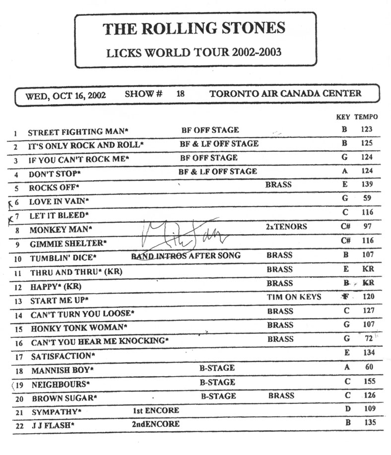 ISO Stones setlists